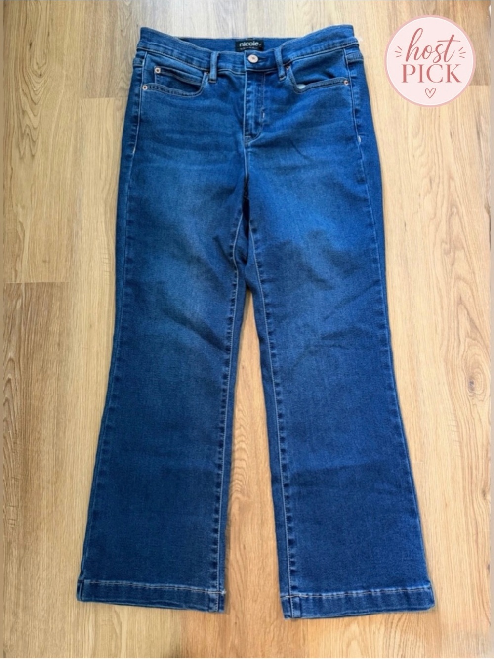 Nicole by Nicole Miller crop flare high rise jeans